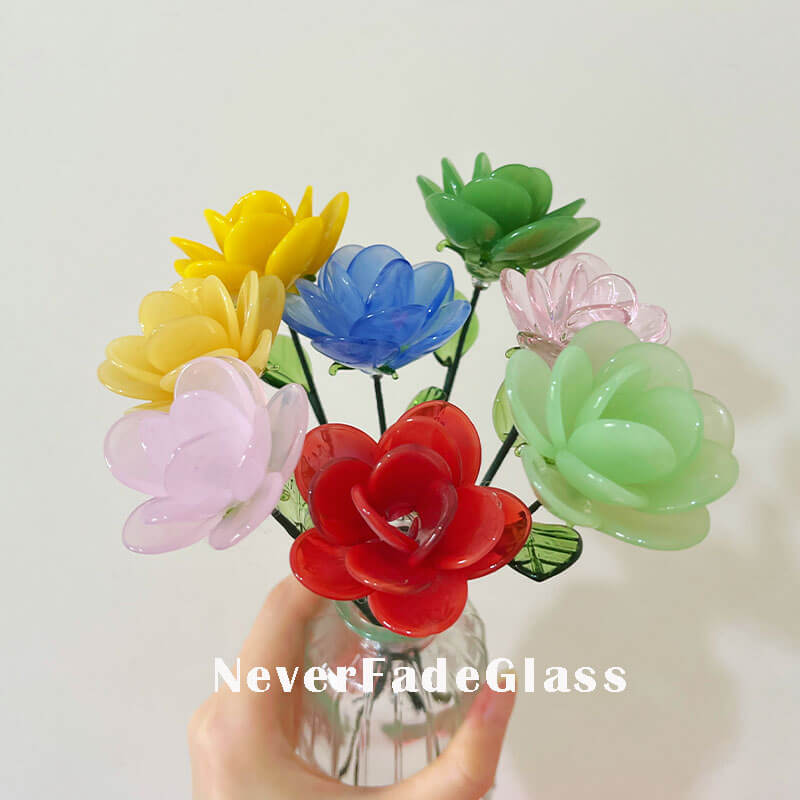 glass flowers with stems