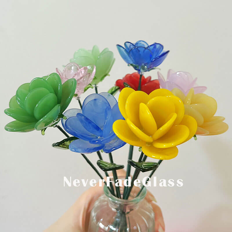 glass rose with stems