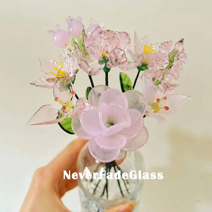 pink glass rose flowers